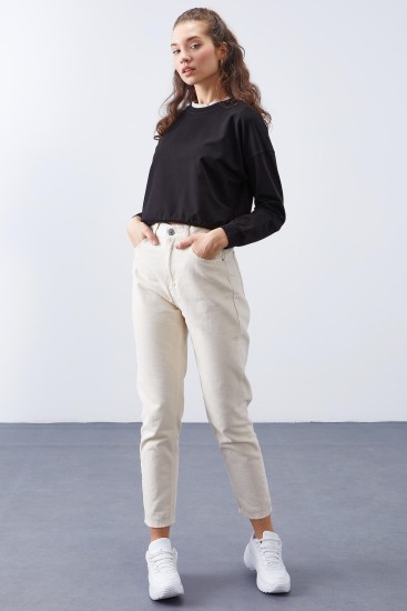 Siyah Basic Rahat Form O Yaka Kadın Sweatshirt - 97114 - TOMMYLIFE (1)