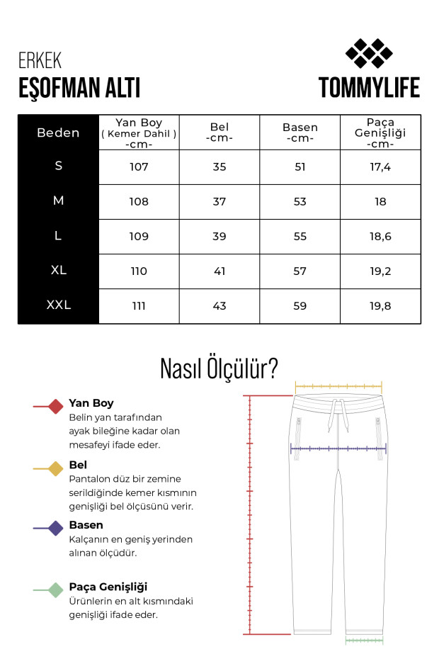 Siyah Baskı Detaylı Bağcıklı Rahat Kalıp Erkek Eşofman Alt - 84991