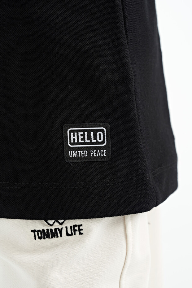 Siyah Baskı Detaylı O Yaka Standart Kalıp Erkek Çocuk T-Shirt - 11145 - 5