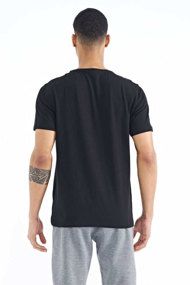 Siyah Baskılı Standart Kalıp O Yaka Erkek T-shirt - 88185