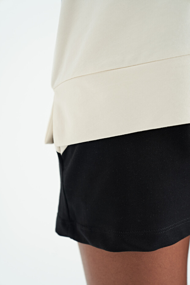Siyah Çok Renkli Oversize Basic Kadın Sweatshirt - 02278