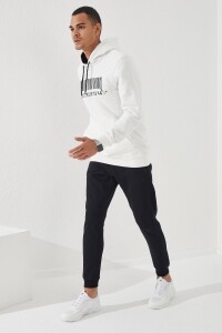 Siyah Erkek Fermuar Cepli Yazı Nakışlı Dar Kalıp Jogger Eşofman Alt - 84806 - Thumbnail