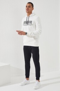 Siyah Erkek Fermuar Cepli Yazı Nakışlı Dar Kalıp Jogger Eşofman Alt - 84806 - Thumbnail