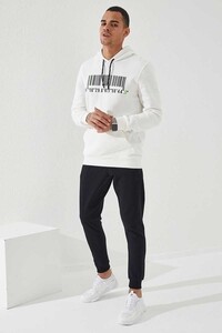 Siyah Erkek Fermuar Cepli Yazı Nakışlı Dar Kalıp Jogger Eşofman Alt - 84806 - Thumbnail