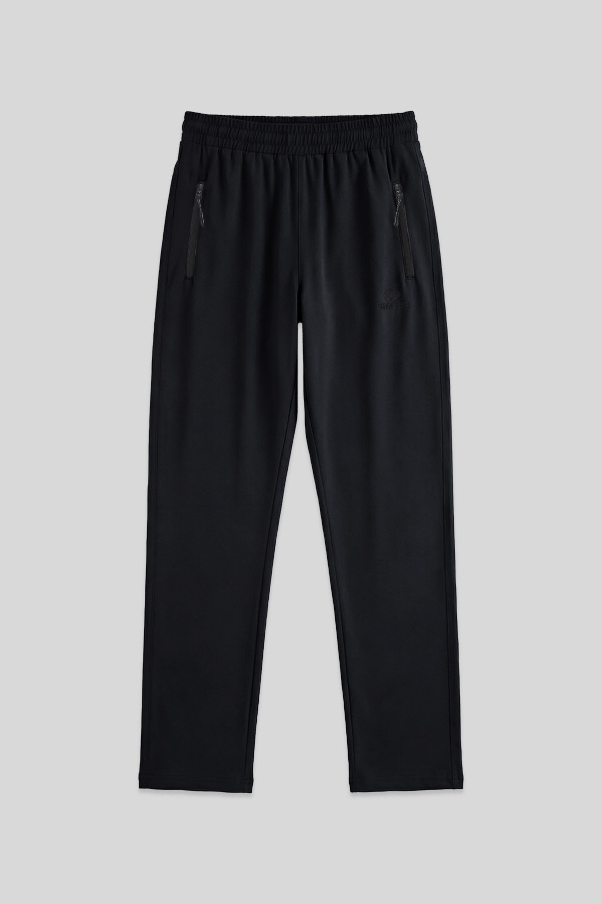 Siyah Erkek Fermuarlı Üç Cepli Standart Kalıp Klasik Paça Eşofman Alt - 84768 - TOMMYLIFE