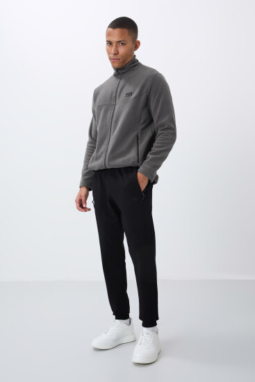 Siyah Fermuar Cepli Standart Kalıp Jogger Erkek Eşofman Alt - 84651 - TOMMYLIFE (1)