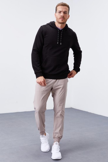 Siyah Kanguru Cep Standart Kalıp Kapüşonlu Erkek Sweatshirt - 87872 - TOMMYLIFE (1)