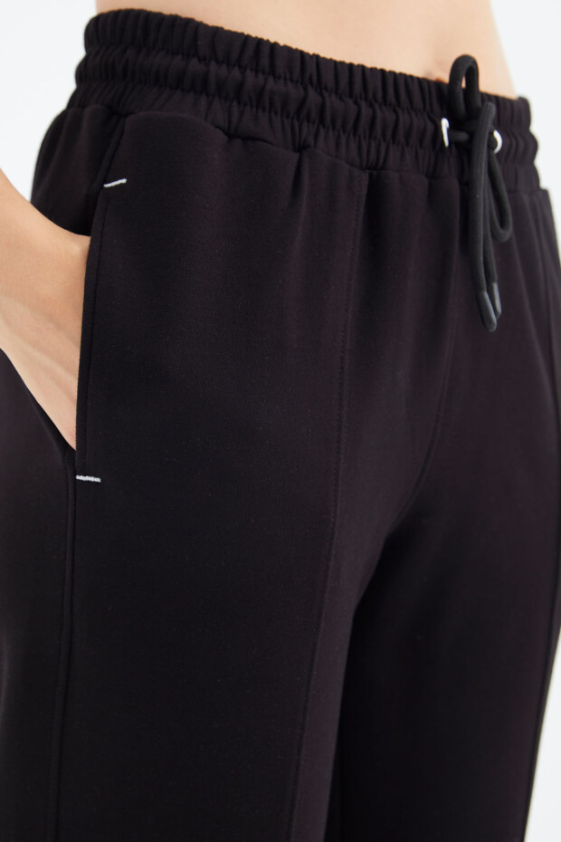 Siyah Kapüşonlu Fermuarlı Cep Detaylı Oversize Kadın Eşofman Takım - 95322