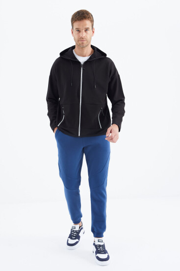 Siyah Kapüşonlu Gizli Cep Detaylı Erkek Sweatshirt - 88288 