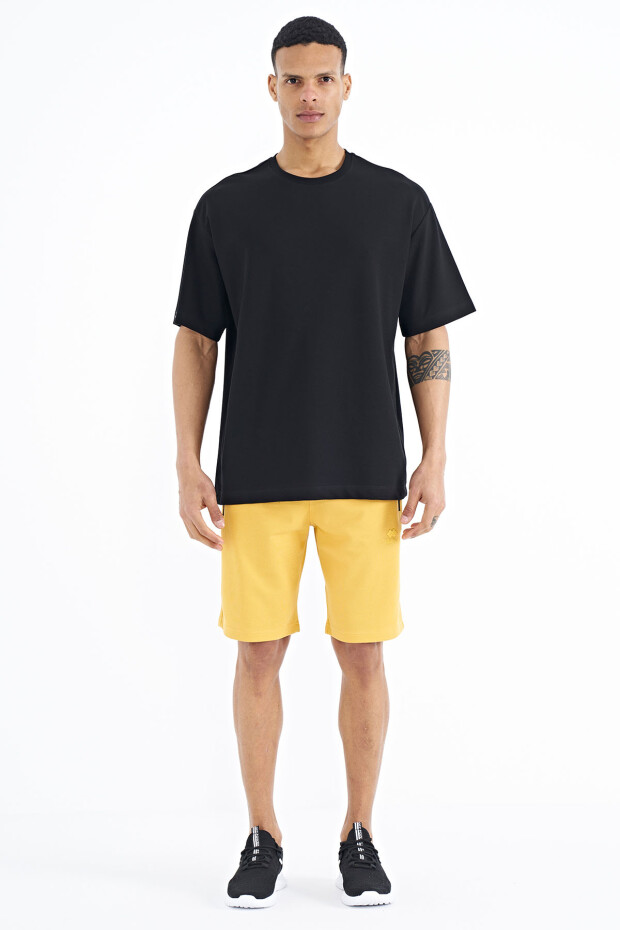Siyah Kol Arma Detaylı Basic Oversize Erkek T-Shirt - 88193