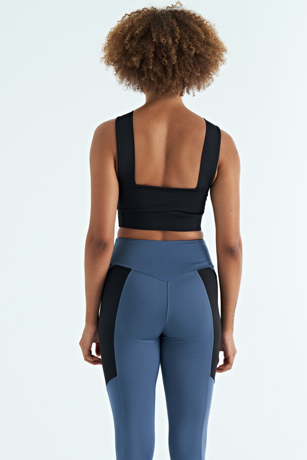 Siyah Logo Baskılı Dar Kalıp Dalgıç Kumaş Kadın Büstiyer - 97259 - 7