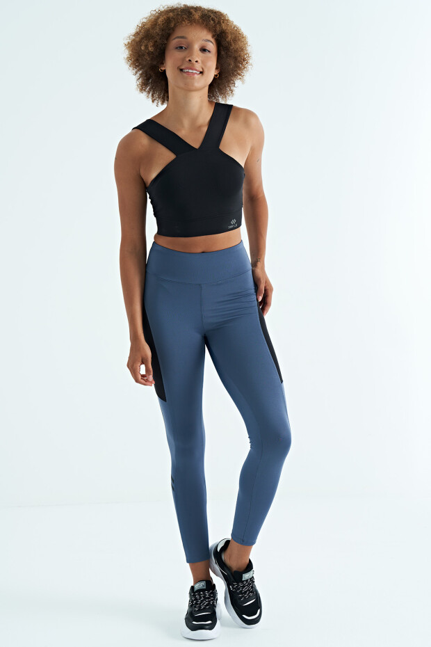 Siyah Logo Baskılı Dar Kalıp Dalgıç Kumaş Kadın Büstiyer - 97259 - 5