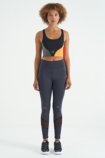 Siyah Logo Baskılı Renk Bloklu Sırt Çapraz Detaylı Dalgıç Kumaş Kadın Büstiyer - 97260 - TOMMYLIFE (1)