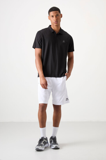 Siyah Logo Baskılı Standart Kalıp Polo Yaka Aktif Spor Erkek T-Shirt - 88252 - TOMMYLIFE (1)