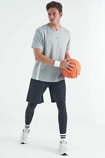 Siyah Logo Baskılı Yüksek Bel Slim Fit Aktif Spor Erkek Tayt - 84989 - TOMMYLIFE (1)