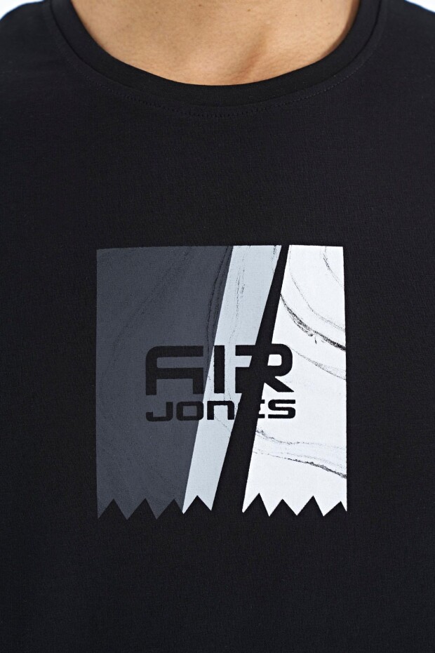 Frank Siyah Standart Kalıp Erkek T-Shirt - 88219