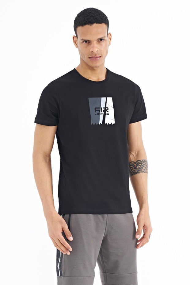 Frank Siyah Standart Kalıp Erkek T-Shirt - 88219