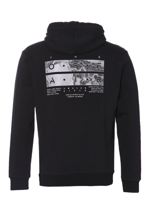 Siyah Ön ve Sırt Baskılı Kapüşonlu Rahat Form Erkek Sweatshirt - 88017
