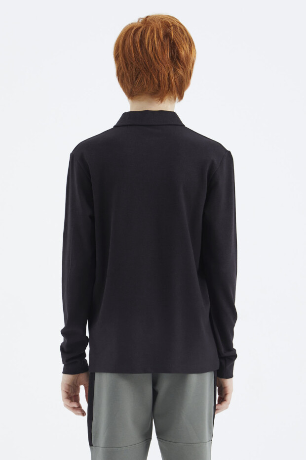 Siyah Polo Yaka Basic Erkek Çocuk T-Shirt - 11171 - 8
