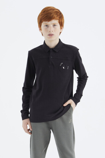 Siyah Polo Yaka Erkek Çocuk T-Shirt - 11172 