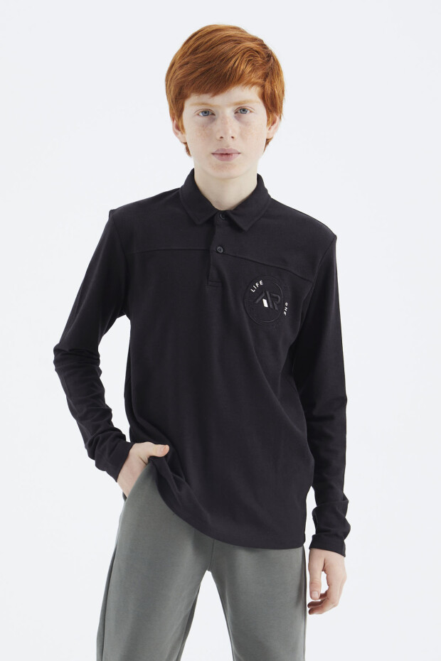Siyah Polo Yaka Erkek Çocuk T-Shirt - 11172 - 3