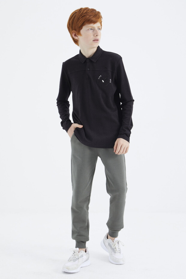 Siyah Polo Yaka Erkek Çocuk T-Shirt - 11172 - 4