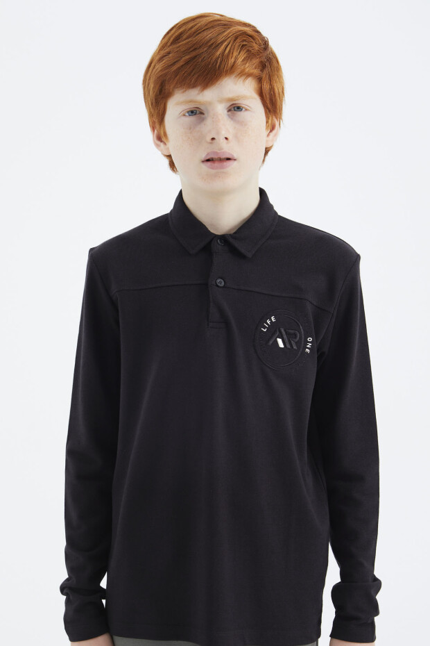 Siyah Polo Yaka Erkek Çocuk T-Shirt - 11172 - 5