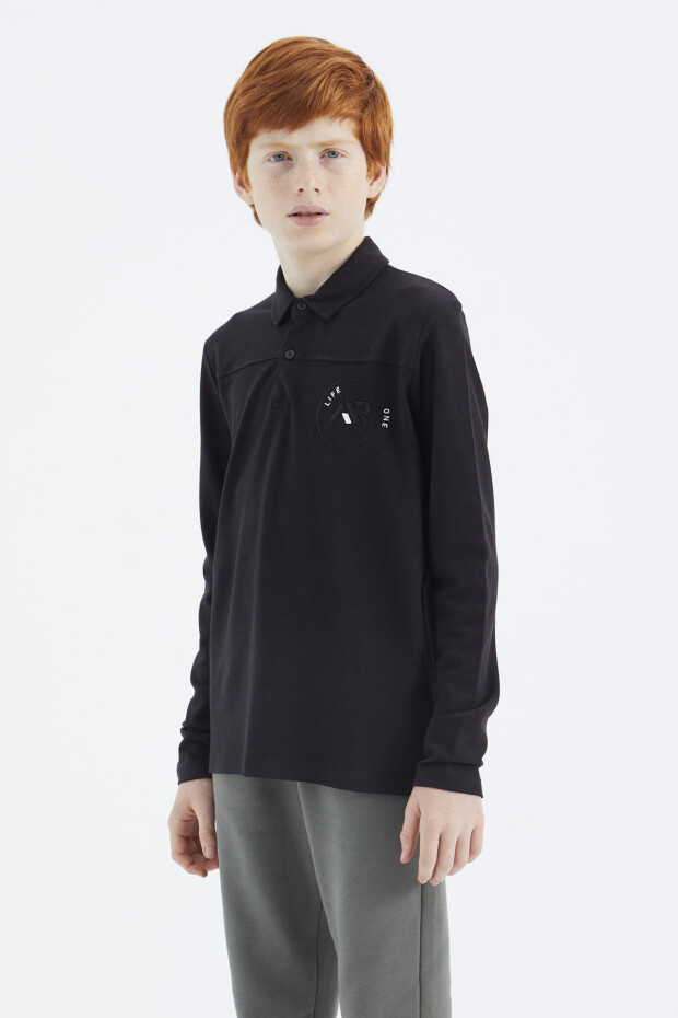 Siyah Polo Yaka Erkek Çocuk T-Shirt - 11172 - 6