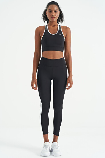 Siyah Renk Bloklu Sırt Baskı Detaylı Dar Kalıp Kadın Büstiyer - 97253 - TOMMYLIFE (1)