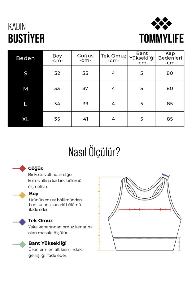 Siyah Renk Bloklu Sırt Baskı Detaylı Dar Kalıp Kadın Büstiyer - 97253