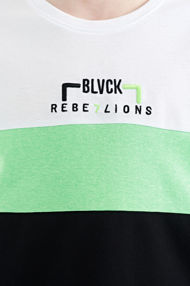 Siyah Renk Geçişli Nakışlı Oversize Erkek Çocuk T-Shirt - 11159 - 10