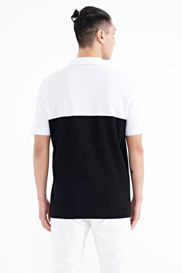 Siyah Renk Geçişli Polo Yaka Standart Kalıp Erkek T-shirt - 88238