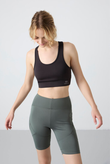 Siyah Sırt Detaylı Dar Kalıp U Yaka Kadın Spor Büstiyer - 97120 - TOMMYLIFE