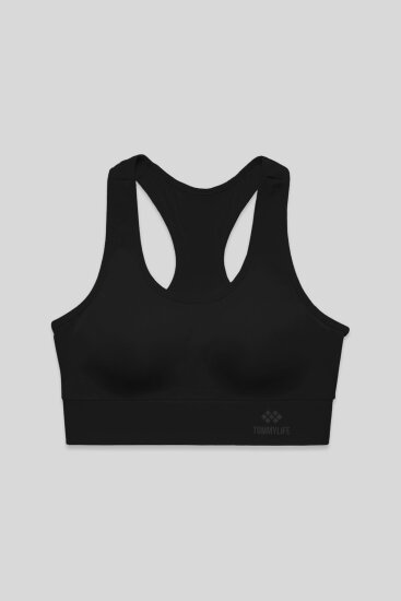 Siyah Sırt Detaylı Dar Kalıp U Yaka Kadın Spor Büstiyer - 97120 