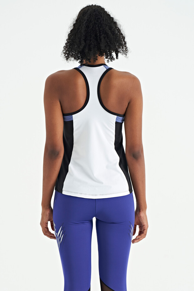 Siyah Sırt Renk Detaylı Logo Baskılı Standart Kalıp Kadın Spor Atlet - 97257