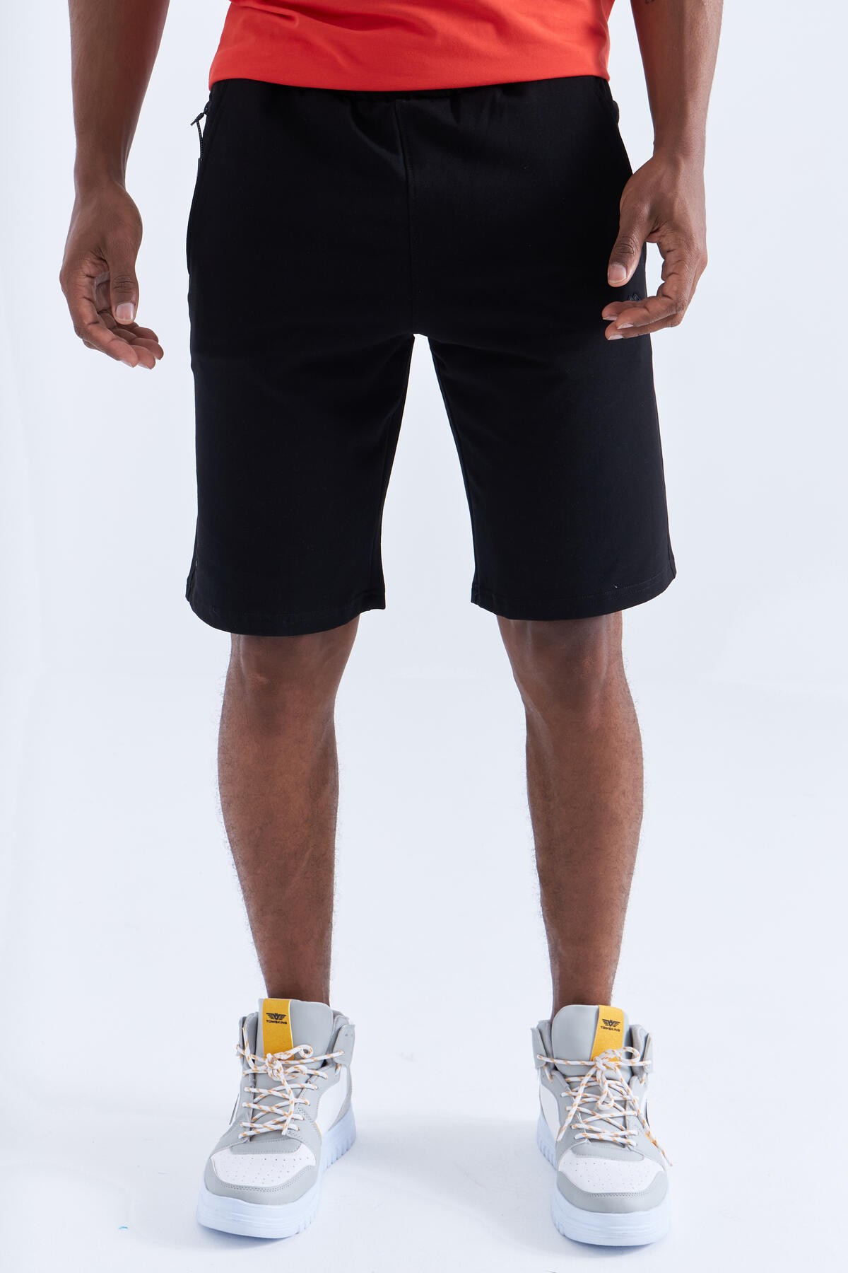 Siyah Tek Fermuar Cep Detaylı Bağcıklı Standart Kalıp Erkek Şort - 81202 - TOMMYLIFE