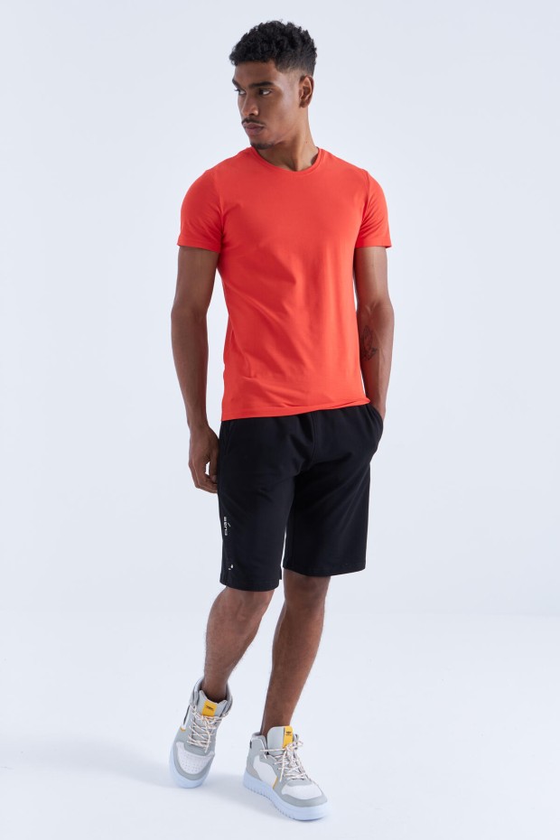 Siyah Tek Fermuar Cep Detaylı Bağcıklı Standart Kalıp Erkek Şort - 81202 - 5