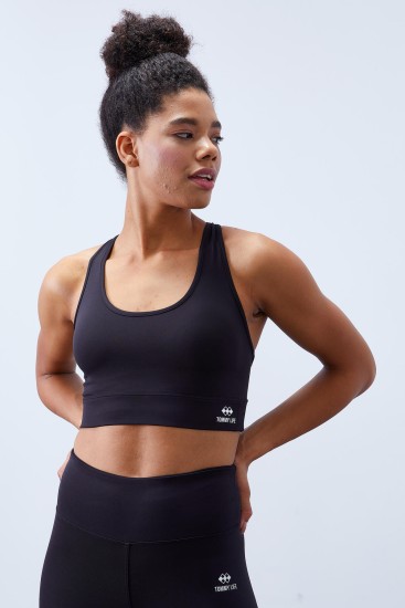 Siyah Yüksek Bel Toparlayıcı Çapraz Sırt Detaylı Slim Fit Kadın Tayt Takım - 95283 - TOMMYLIFE (1)