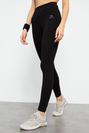 Siyah Yüksek Bel Toparlayıcı Slim Fit Dar Paça Kadın Tayt - 94011 