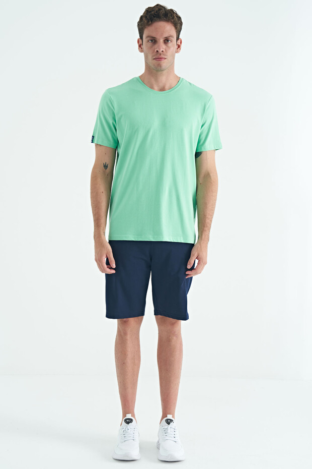 Su Yeşili Erkek Basic Kısa Kol Standart Kalıp O Yaka T-shirt - 87911