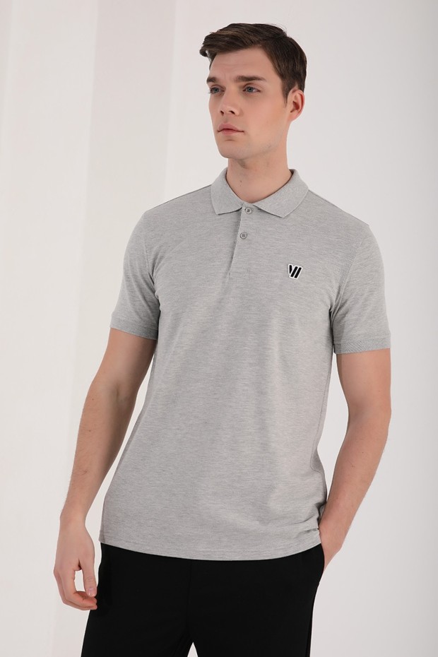 Syh - Byz - Grimlnj Basic Göğüs Logolu Standart Kalıp Triko Polo Yaka 3 lü Paket Erkek T-Shirt - 87988