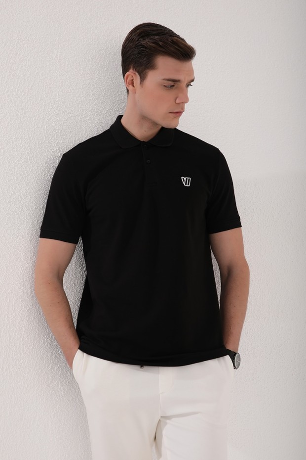 Syh - Byz - Grimlnj Basic Göğüs Logolu Standart Kalıp Triko Polo Yaka 3 lü Paket Erkek T-Shirt - 87988