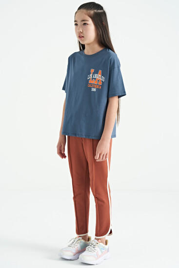 Tarçın Biye Detaylı Bağcıklı Ön Nevürlü Geniş Paçalı Kız Çocuk Eşofman Altı - 75124 - TOMMYLIFE (1)