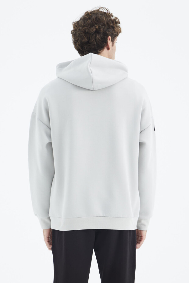 Taş Kapüşonlu Yarım Fermuarlı Cep Detaylı Rahat Kalıp Erkek Sweatshirt - 88294