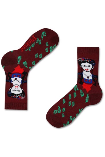 Renkli Kadın Figürlü 3 lü Soket Çorap-4090-3K - Thumbnail
