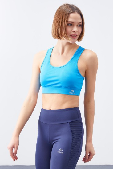Turkuaz Sırt Detaylı Dar Kalıp U Yaka Kadın Spor Büstiyer - 97120 - TOMMYLIFE