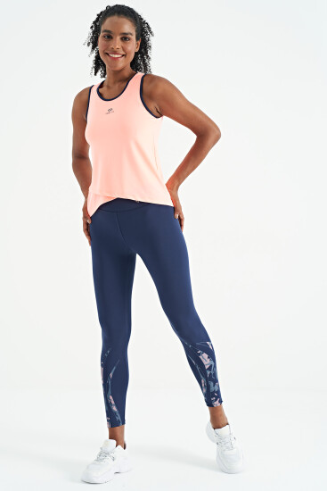 Yavruagzı Logo Baskılı Biye Şeritli Standart Kalıp Kadın Spor Atlet - 97255 - TOMMYLIFE