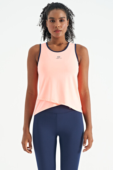 Yavruagzı Logo Baskılı Biye Şeritli Standart Kalıp Kadın Spor Atlet - 97255 - TOMMYLIFE (1)