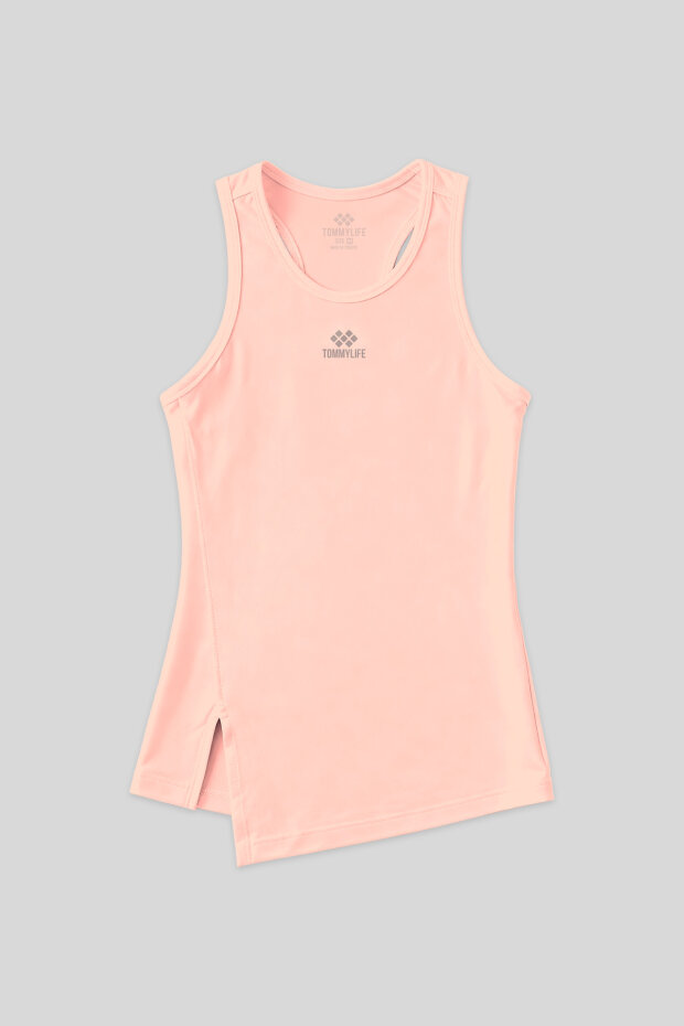 Yavruagzı Yırtmaç Detaylı O Yaka Sıfır Kollu Standart Kalıp Kadın Spor Atlet - 97256 - 1