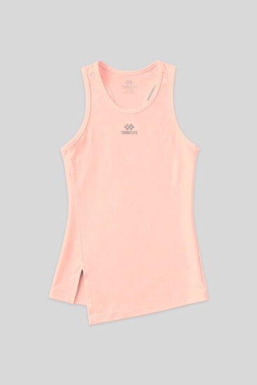 Yavruagzı Yırtmaç Detaylı O Yaka Sıfır Kollu Standart Kalıp Kadın Spor Atlet - 97256 